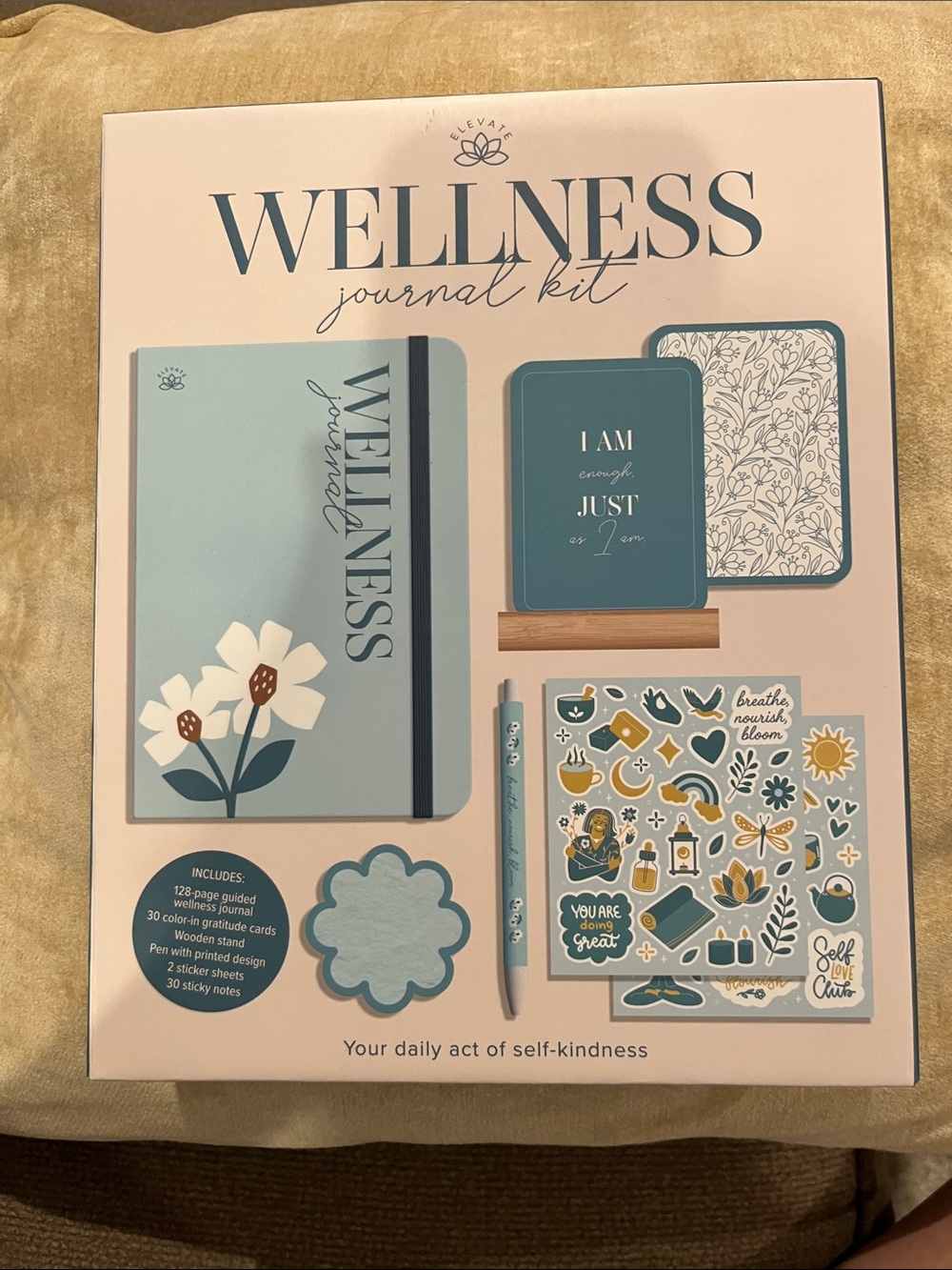 Wellness Journal Kit - Blue Floral Self-Care Notebook Set
